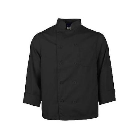 KNG Lg Lightweight Long Sleeve Black Chef Coat 2577BLKL